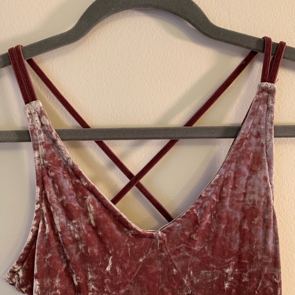 American Eagle AEO Mauve Crushed Velvet Mini Dress - Picture 2 of 4
